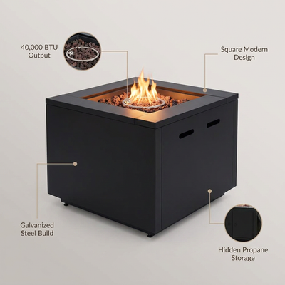 30 In. 40,000 BTU Black Steel Propane Outdoor Fire Pit