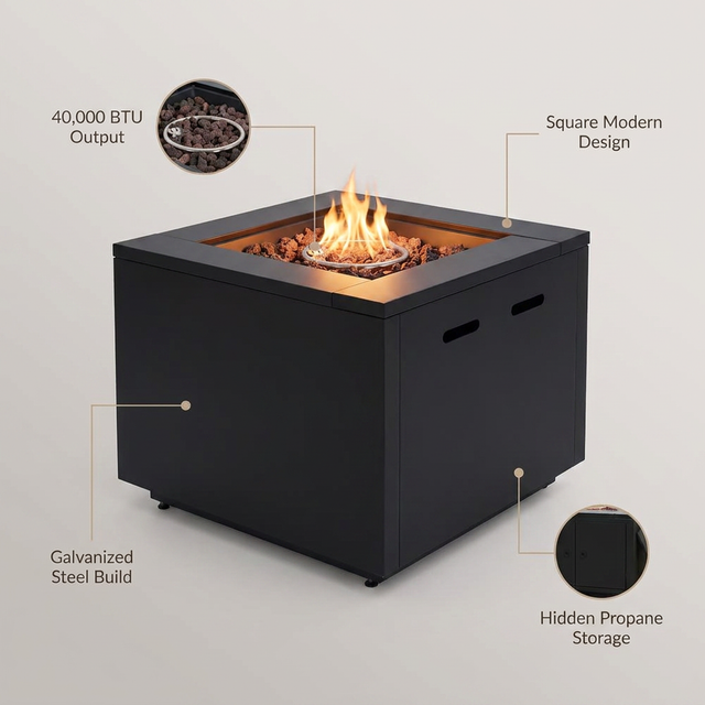 30 In. 40,000 BTU Black Steel Propane Outdoor Fire Pit — Lifestyle