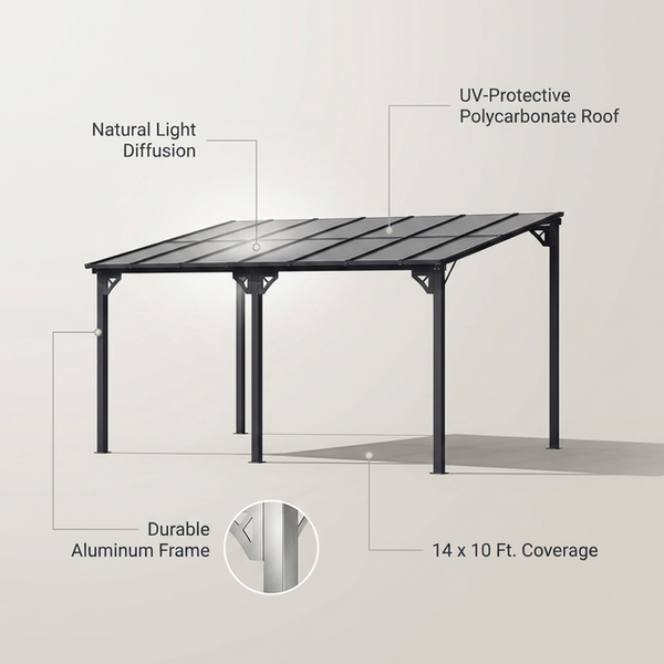 14 Ft. W X 10 Ft. D Aluminum Pergola with Canopy — Lifestyle