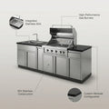 Custom Outdoor Backyard Kitchen 304 Stainless Steel Outdoor Island Kitchen with Sink and Gas Bbq Grill