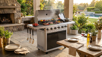 6 Burner Propane Gas Grill and Griddle Combo with Side Burner 740 Sq. In. Large Cooking Area 52,000 but Output BBQ Grill — Lifestyle