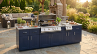 Custom Outdoor Backyard Kitchen 304 Stainless Steel Outdoor Island Kitchen with Sink and Gas Bbq Grill — Lifestyle